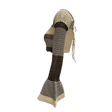 Trendy Womens Y2K Cropped Knit Long Sleeve Top