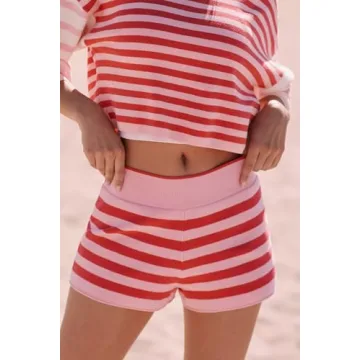 Tankaneo Women's 2 Piece Sweater and Shorts Set Red