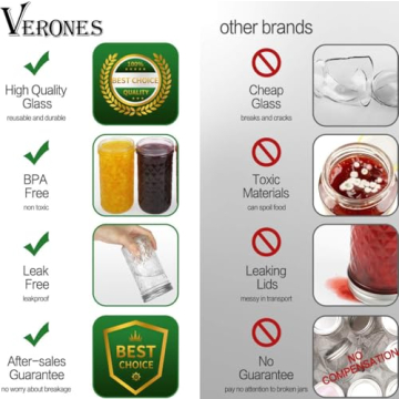 VERONES 12 oz Canning Jars for Jam and Gifting