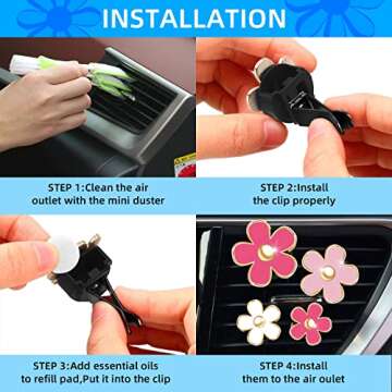 Colorful Daisy Flower Car Air Vent Clips - Cute & Stylish Freshener Set
