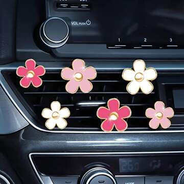 Colorful Daisy Flower Car Air Vent Clip Set