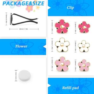 Colorful Daisy Flower Car Air Vent Clip Set