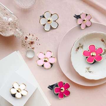 Colorful Daisy Flower Car Air Vent Clip Set
