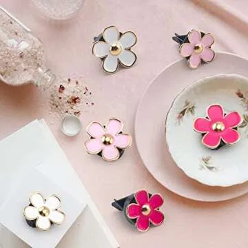 Colorful Daisy Flower Car Air Vent Clip Set