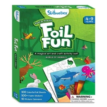 Skillmatics Art & Craft Activity - Foil Fun Animals, No Mess Art for Kids, Craft Kits & Supplies, DIY Creative Activity, Gifts for Boys & Girls Ages 4, 5, 6, 7, 8, 9, Travel Toys