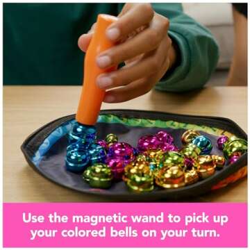 Spin Master Games, Bellz! The Quick to Pick-up Family Magnet Game with Magnetic Wand and Bells, Giftable Pouch Included for On-The-Go Fun, for Ages 6+