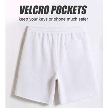 caloleyng Mens Cotton 8" Long Casual Lounge Fleece Shorts Pockets Jogger Athletic Workout Gym Sweat Shorts White