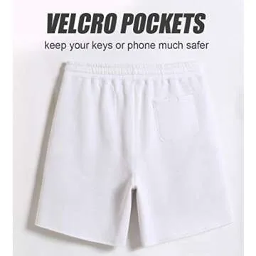 caloleyng Mens Cotton 8" Long Casual Lounge Fleece Shorts Pockets Jogger Athletic Workout Gym Sweat Shorts White