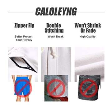 caloleyng Mens Cotton 8" Long Casual Lounge Fleece Shorts Pockets Jogger Athletic Workout Gym Sweat Shorts White