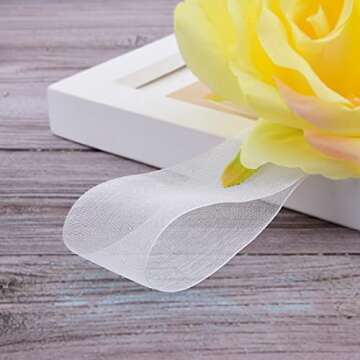 Hapeper 1-1/2 Inch Sheer Organza Ribbon for Gift Wrapping, Party Decoration 50 Yards/Roll (White)