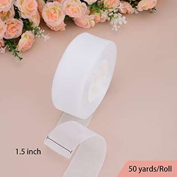 Hapeper 1-1/2 Inch Sheer Organza Ribbon for Gift Wrapping, Party Decoration 50 Yards/Roll (White)