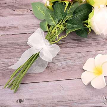 Hapeper 1-1/2 Inch Sheer Organza Ribbon for Gift Wrapping, Party Decoration 50 Yards/Roll (White)