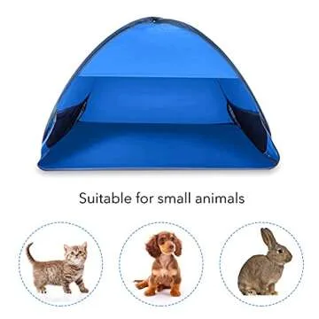LIIBOT Mini-Pet Beach-Tent Sun Shelter - Automatic Open Portable Small Sport Sun Beach Tent for Puppy Cats Small Animals with Mobile Phone Stand (Blue)