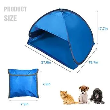 LIIBOT Mini-Pet Beach-Tent Sun Shelter - Automatic Open Portable Small Sport Sun Beach Tent for Puppy Cats Small Animals with Mobile Phone Stand (Blue)