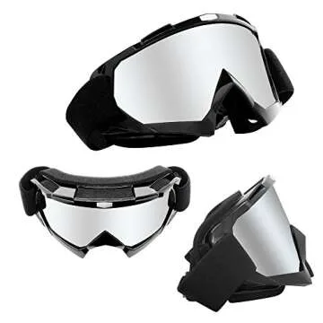 4-FQ Motorcycle Goggles Dirt Bike Goggles Anti UV Safety Goggles Anti Scratch Motocross Goggles Dustproof Motorcycle Glasses Motorbike Goggles for Cycling Riding Climbing Skiing-Sliver Lens