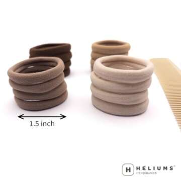 Cyndibands Seamless Hair Ties - Brown - Gentle Hair Ties No Damage, Standard Size 1.5 Inch, Soft and...