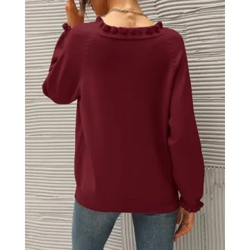 BTFBM Women's Trendy Ruffle Pullover Sweater for All Occasions