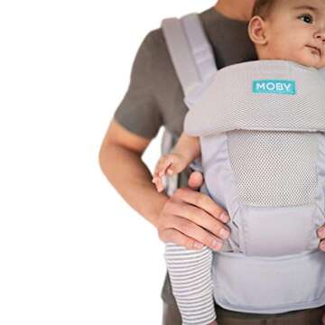 Moby Move | Baby Carrier for Mothers, Fathers, and Caregivers | Designed for Newborns, Infants, and Toddlers | Baby Holder Carrier | Holder Can Support Babies up to 45 lbs | Glacier Grey