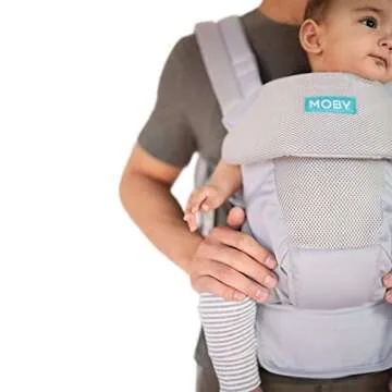 Moby Move | Baby Carrier for Mothers, Fathers, and Caregivers | Designed for Newborns, Infants, and Toddlers | Baby Holder Carrier | Holder Can Support Babies up to 45 lbs | Glacier Grey