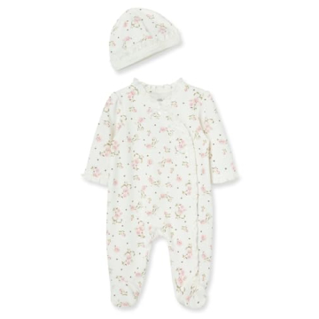 Little Me Baby Girls Footie Pajamas and Hat for Newborns
