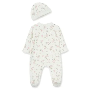 Little Me Baby Girls Footie Pajamas and Hat for Newborns