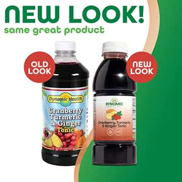 Dynamic Health Cranberry Turmeric and Ginger Tonic, Certified Organic, Natural Antioxidant Support, ...