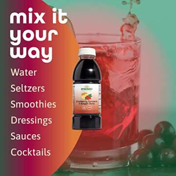 Dynamic Health Cranberry Turmeric and Ginger Tonic, Certified Organic, Natural Antioxidant Support, No Added Sugar, Gluten-Free, 16 Fl oz