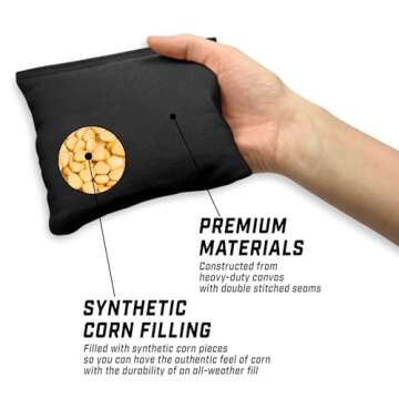 GoSports Cornhole Bean Bags Set of 4 - Regulation All Weather - Black