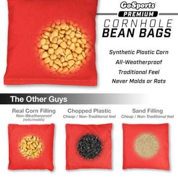 GoSports Cornhole Bean Bags Set of 4 - Regulation All Weather - Black