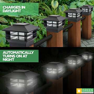 GreenLighting Superior Two Tier Solar Post Cap Lights Fits 4x4 Wood, 4x4, 5x5 PCV/Vinyl Outdoor Sola...