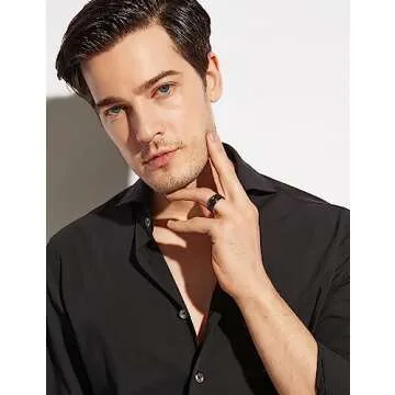 Stylish 8mm Black Tungsten Carbide Ring for Men