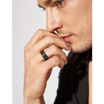 Stylish 8mm Black Tungsten Carbide Ring for Men