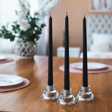 SONEDLY 12 inch Taper Candle 4 Pack - Long Burning Dripless and Smokeless Candles Unscented - Ideal as Halloween Candles and Witchcraft Candles - 10-Hour Burning Coal Black Candlesticks