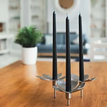 SONEDLY 12 inch Taper Candle 4 Pack - Long Burning Dripless and Smokeless Candles Unscented - Ideal as Halloween Candles and Witchcraft Candles - 10-Hour Burning Coal Black Candlesticks