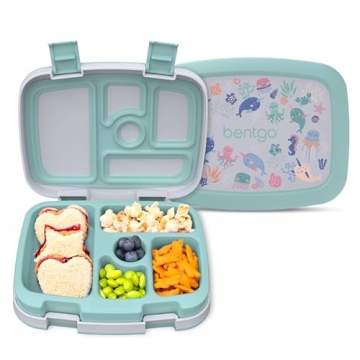 Bentgo Kids Prints Leak-Proof, 5-Compartment Bento-Style Kids Lunch Box - Ideal Portion Sizes for Ag...
