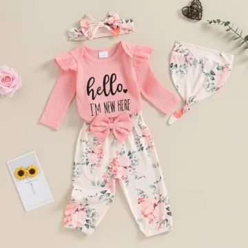 Newborn Girl Boy Coming Home Ribbed Outfit Set