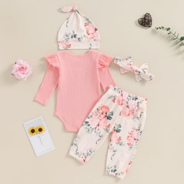 Newborn Girl Boy Coming Home Ribbed Outfit Set