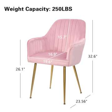 thksbought Set of 2 Velvet Dinning Chairs, Upholstered Accent Chairs with Gold Plating Legs for Livi...