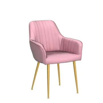 thksbought Set of 2 Velvet Dinning Chairs, Upholstered Accent Chairs with Gold Plating Legs for Living Room Chairs(Pink)