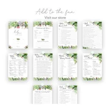 SUCCULENTS Baby Shower Theme — CARTOON PARENT MATCH Baby Shower Game — Pack of 25 — GREENERY Gender Neutral Shower Activity, Fun Match the Famous Parents, Co-ed Couples Shower, Gender Reveal Party G300-DPM