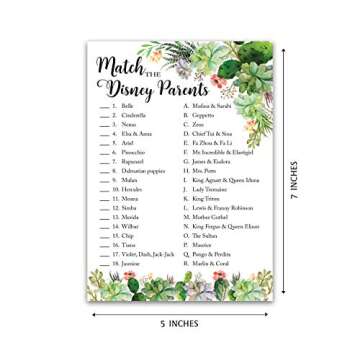 SUCCULENTS Baby Shower Theme — CARTOON PARENT MATCH Baby Shower Game — Pack of 25 — GREENERY Gender Neutral Shower Activity, Fun Match the Famous Parents, Co-ed Couples Shower, Gender Reveal Party G300-DPM