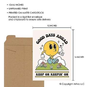 Good Days Ahead Retro Poster Wall Art Print, Cute Room Decor Retro Aesthetic, Positive Quote Art Pri...