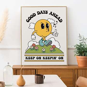 Good Days Ahead Retro Poster Wall Art Print, Cute Room Decor Retro Aesthetic, Positive Quote Art Print, Vintage Nostalgia Poster