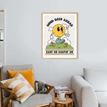 Good Days Ahead Retro Poster Wall Art Print, Cute Room Decor Retro Aesthetic, Positive Quote Art Print, Vintage Nostalgia Poster