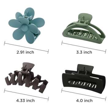 Sunolga 8PCS Hair Clips for Women, Flower Claw Clips for Thick Hair, Non-Slip Hair Accessories with ...