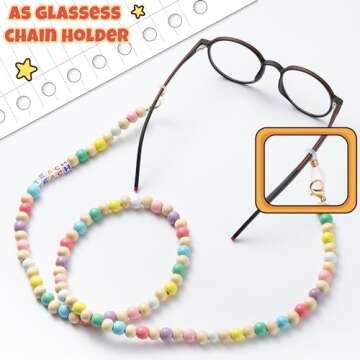 H1vojoxo 5PCS Wooden Beaded Lanyard with ID Badges for Teachers, Teacher Lanyards for ID Badges, Personalized Teacher Lanyard with Badge Holder, Colorful Teacher Beaded Lanyard for ID Badges and Keys