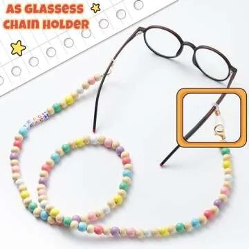 H1vojoxo 5PCS Wooden Beaded Lanyard with ID Badges for Teachers, Teacher Lanyards for ID Badges, Personalized Teacher Lanyard with Badge Holder, Colorful Teacher Beaded Lanyard for ID Badges and Keys