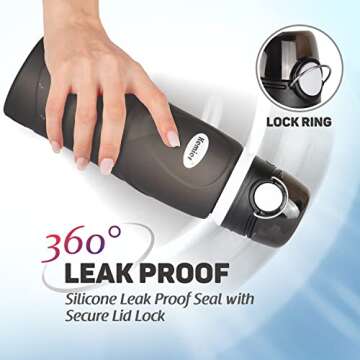 Kemier Collapsible Silicone Water Bottles-750ML,Medical Grade,BPA Free.Can Roll Up,26oz,Leak Proof Foldable Sports & Outdoor Water Bottles (Black)