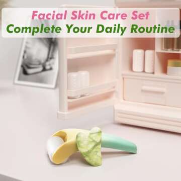 Ice Roller & Gua Sha Set, Skin Care for Face Wrinkles and Puffiness, Self Facial Massage Tools