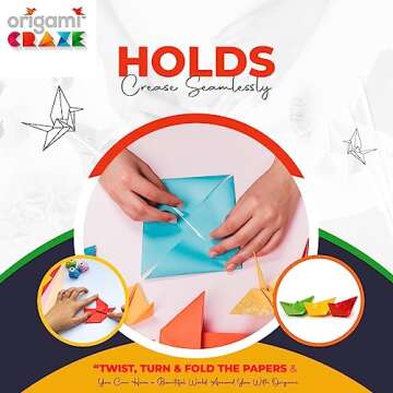 Origami Paper 500 Sheets Premium Quality for Arts and Crafts 6" Square Sheets 20 Vibrant Colours Same Colour on Both Sides 100 Design Ebook Included (See Back of Cover for Download info)